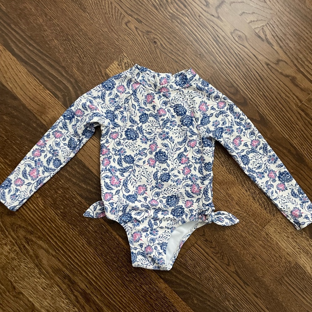 Girls Floral Rashguard Swimsuit